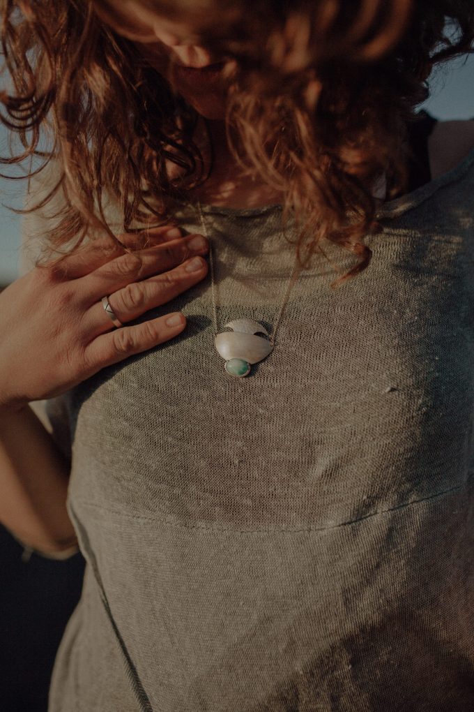 larimar stein halskette ring geometrisch schlicht